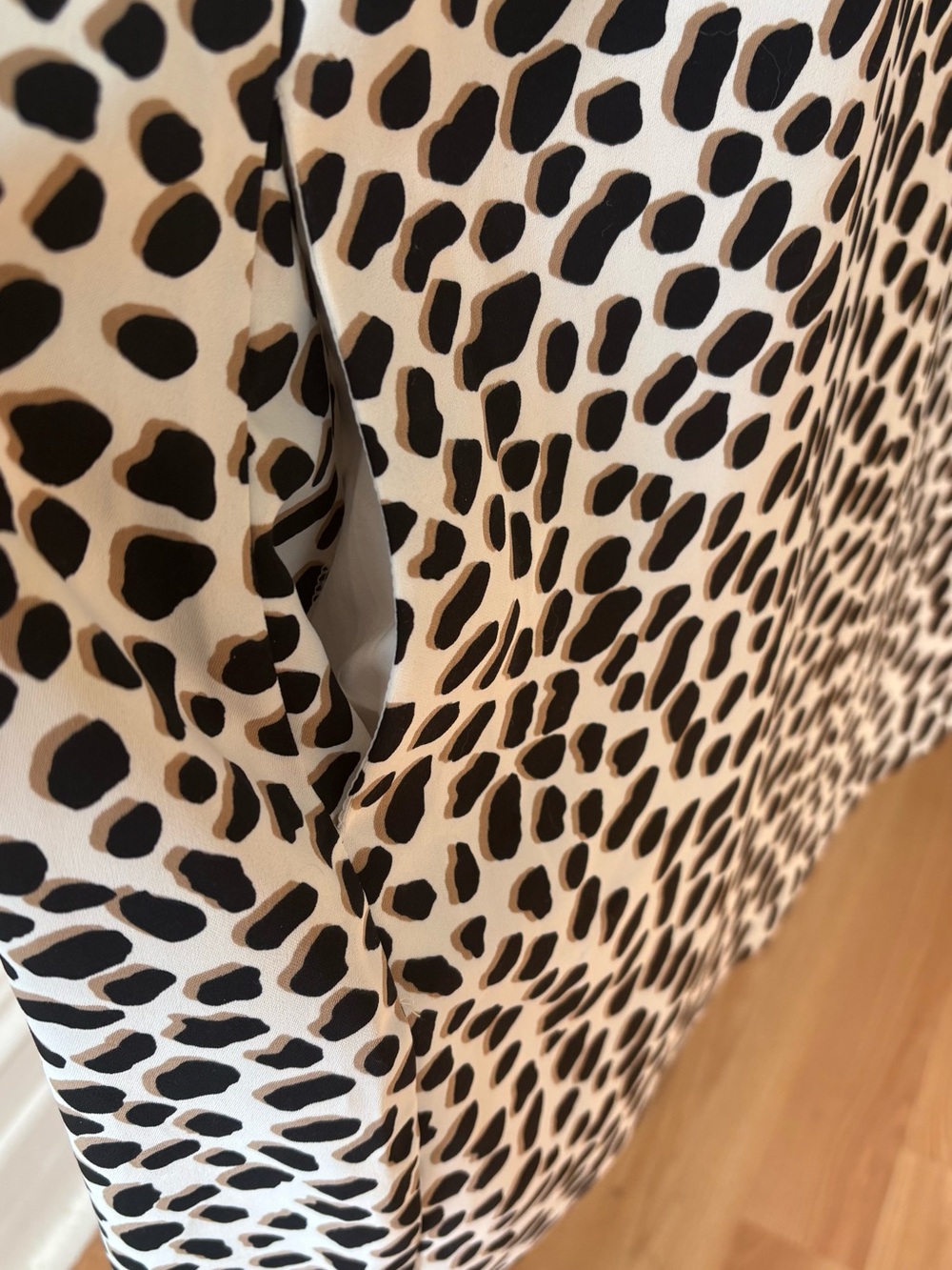 Ann Taylor Beige Black Dress lined wedding Animal print Lux Sz 12p Mobwife - Picture 5 of 8